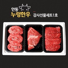 [안동누렁한우] 한우선물세트 감사선물세트1호1.5kg 안동한우1등급 구이용 정육세트, 1개