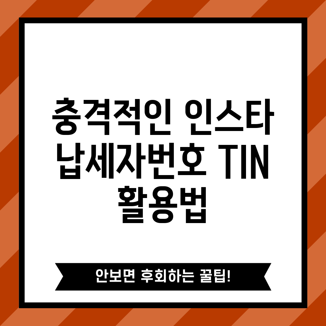 충격적인 인스타 납세자번호 TIN 활용법!