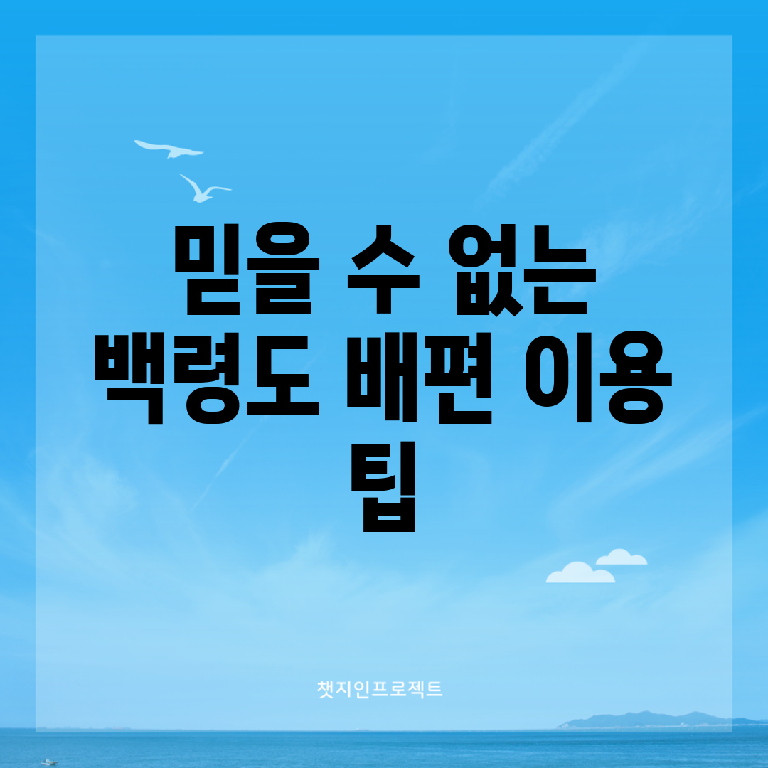 믿을 수 없는 백령도 배편 이용 팁!