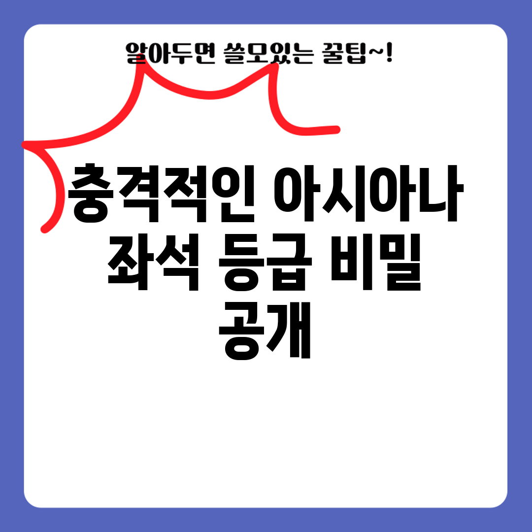 충격적인 아시아나 좌석 등급 비밀 공개!